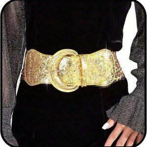 Women Elastic Sequin Waist Belt Glitter Stretchy Dress Accessory